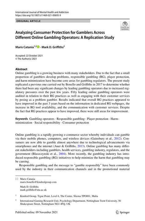 Analyzing Consumer Protection for Gamblers Across Different Online.